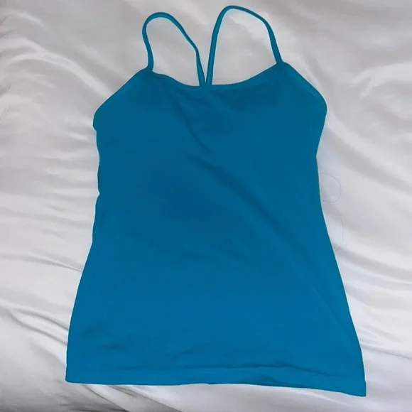ルルレモン Power Y Tank    タンクトップ　6 Lululemon Power Y Tank Top Size 6? Navy Blue Green Striped